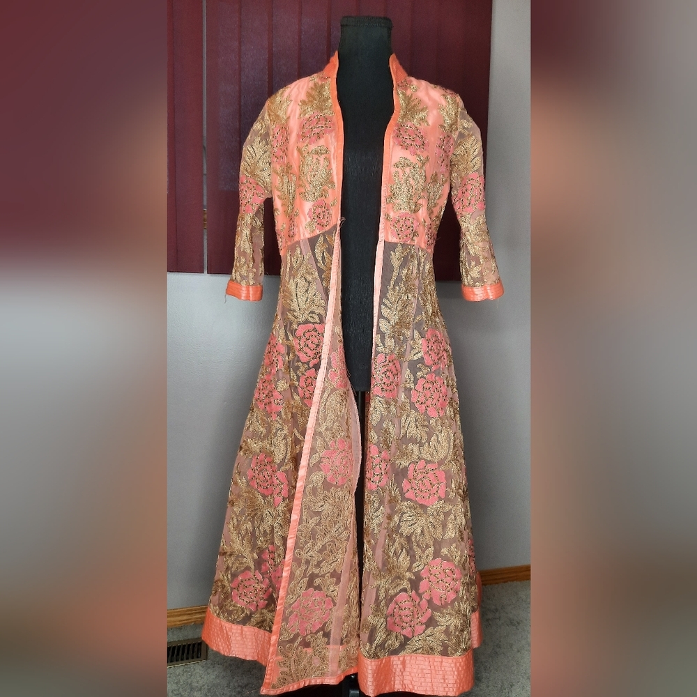 Elegant Vintage Floral Long Coat